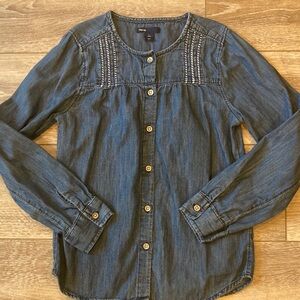 Gap Kids Dark Blue Denim Button-Up Blouse